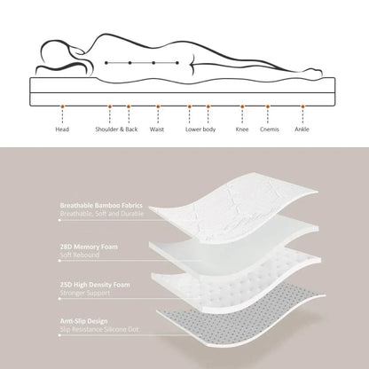 6cm Memory Foam Mattress Topper with Bamboo Cover - King - Mekamart Australia
