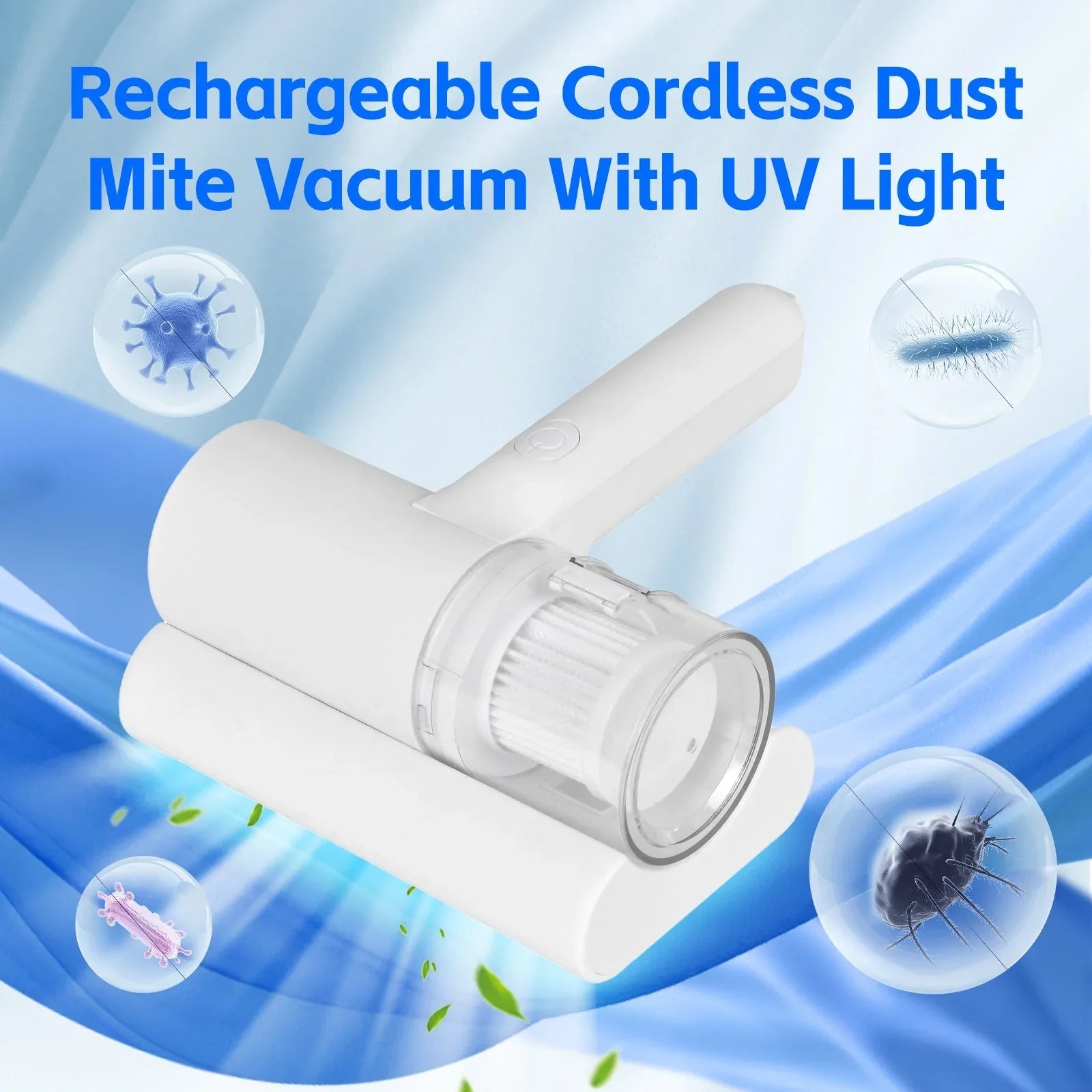 UV‑C Cordless Dust Mite Vacuum Handheld Sanitizing Cleaner with 1200 mAh Battery - Mekamart Australia