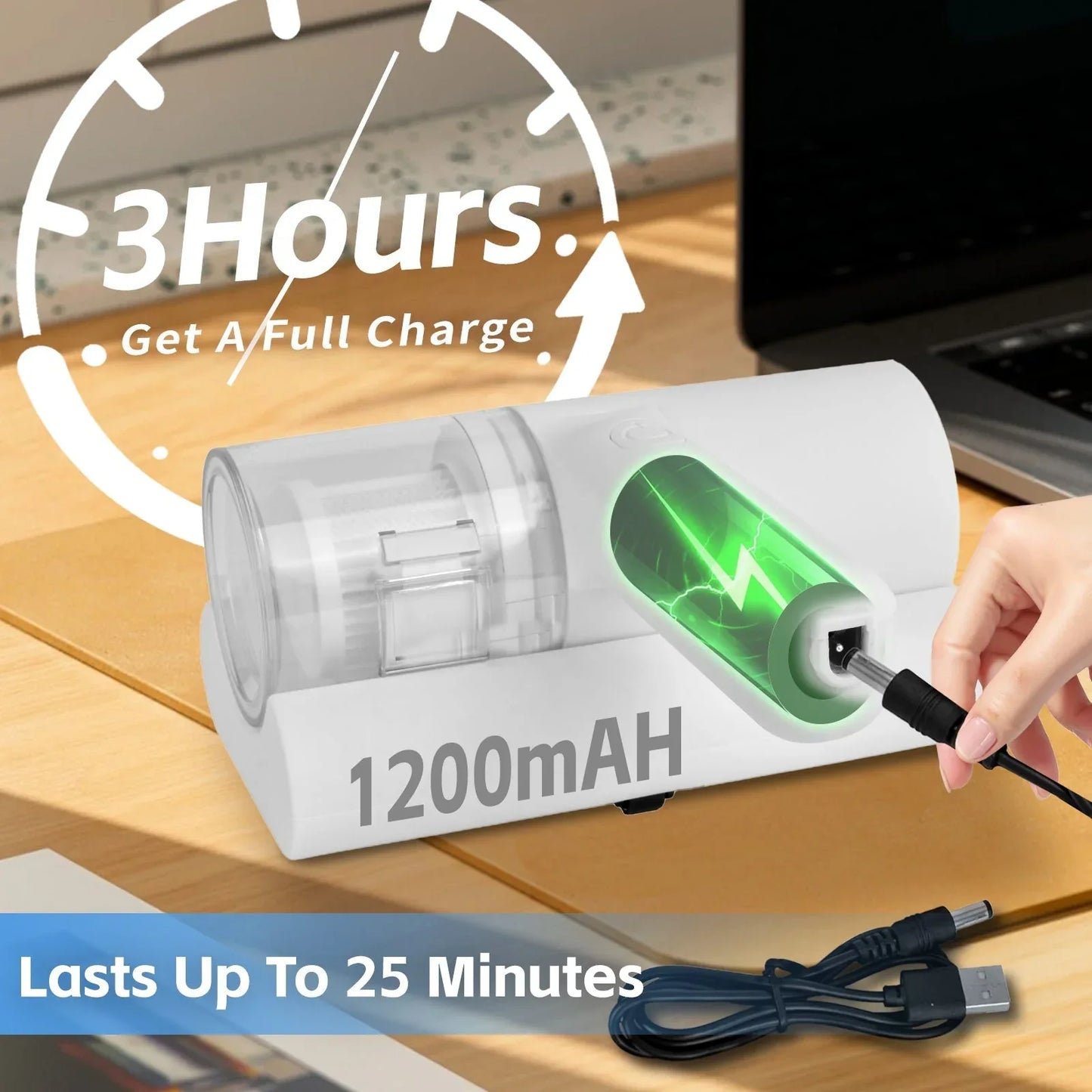 UV‑C Cordless Dust Mite Vacuum Handheld Sanitizing Cleaner with 1200 mAh Battery - Mekamart Australia