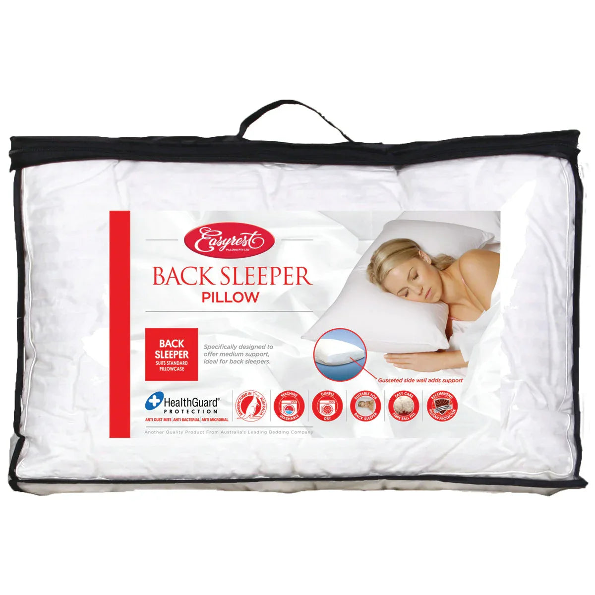 Easy Rest Fibre Ball Fill Back Sleeper Pillows Machine Washable - Mekamart Australia