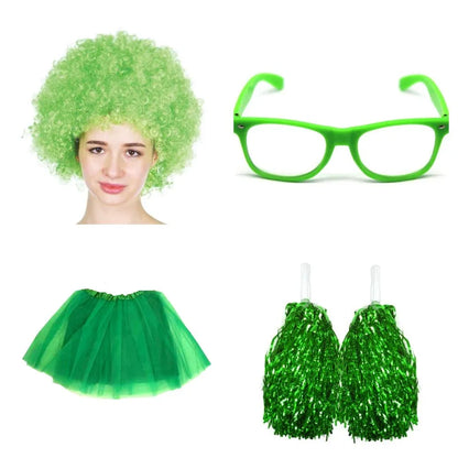 School house carnival colour celebrates kit Wig Glasses Tutus and Pom Poms - Yellow - Mekamart Australia