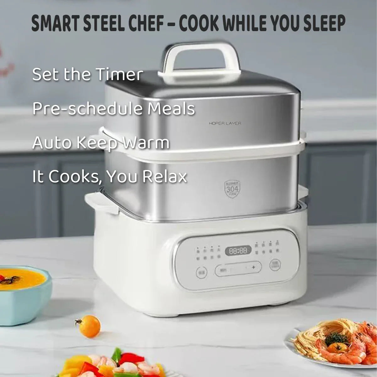 Hoper Layer Multifunctional Three-layer Stainless Steel Steamer AU Modeal - Mekamart Australia