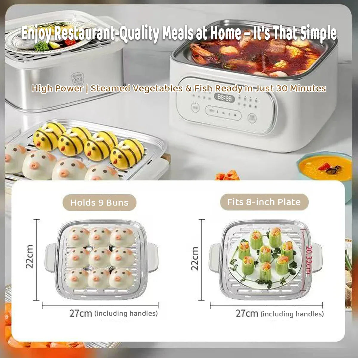Hoper Layer Multifunctional Three-layer Stainless Steel Steamer AU Modeal - Mekamart Australia