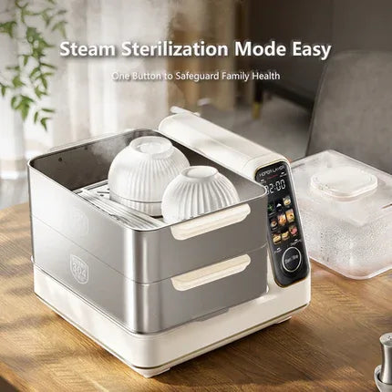 Hoper Layer Electric Food Steamer 16L Large Capacity 10 Second Start 24H Timer Independent Water Tank - Mekamart Australia