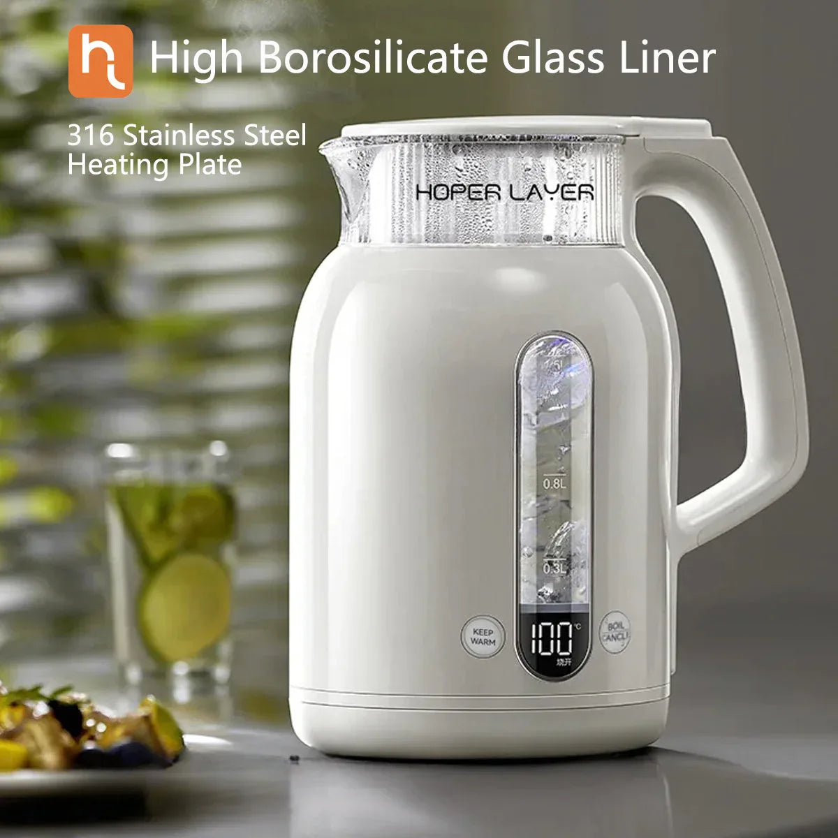 Hoper Layer Insulation Electric Kettle 1.5L 1500W Water Boiler K15-G1 - Mekamart Australia