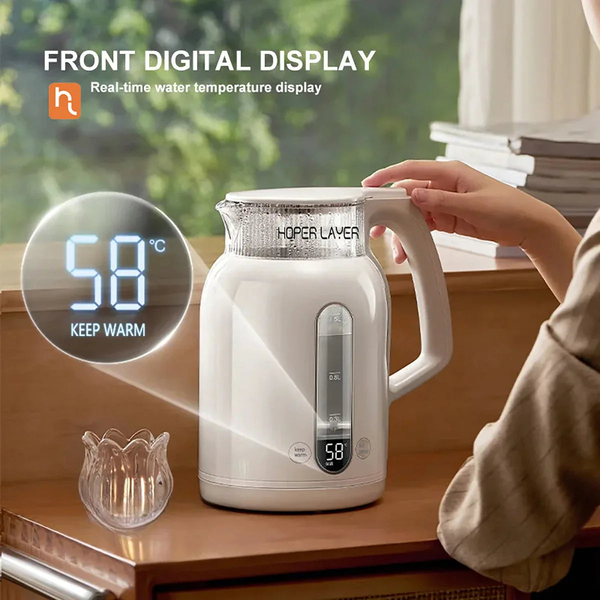 Hoper Layer Insulation Electric Kettle 1.5L 1500W Water Boiler K15-G1 - Mekamart Australia