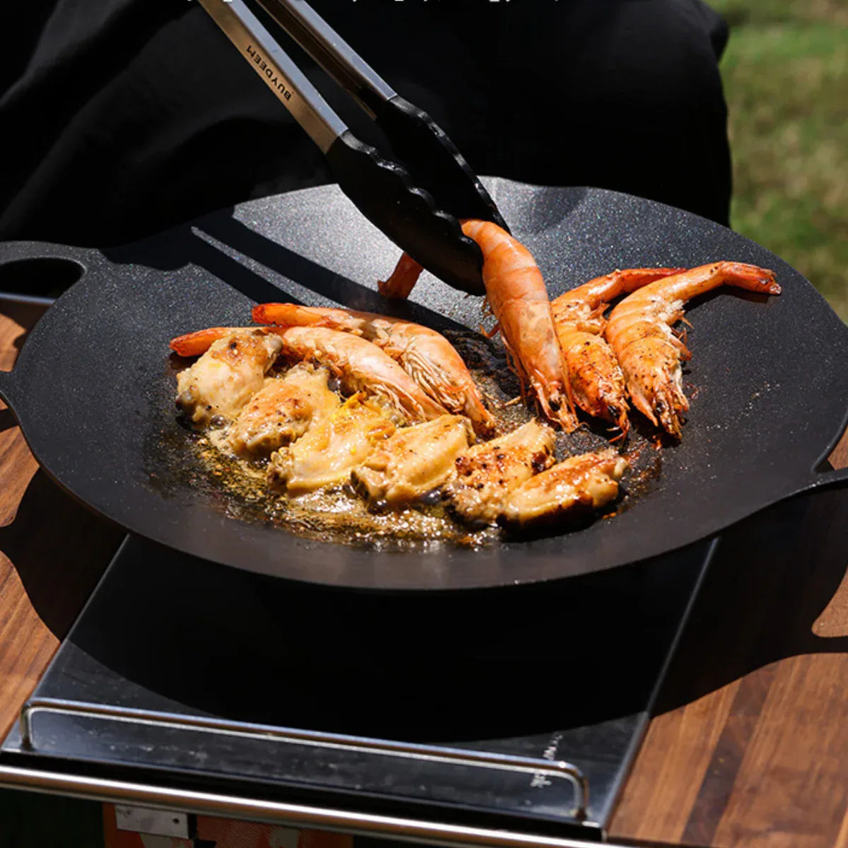 BUYDEEM Grill Pan Nonstick 36cm Round BBQ Griddle Indoor or Outdoor Cooking - Mekamart Australia