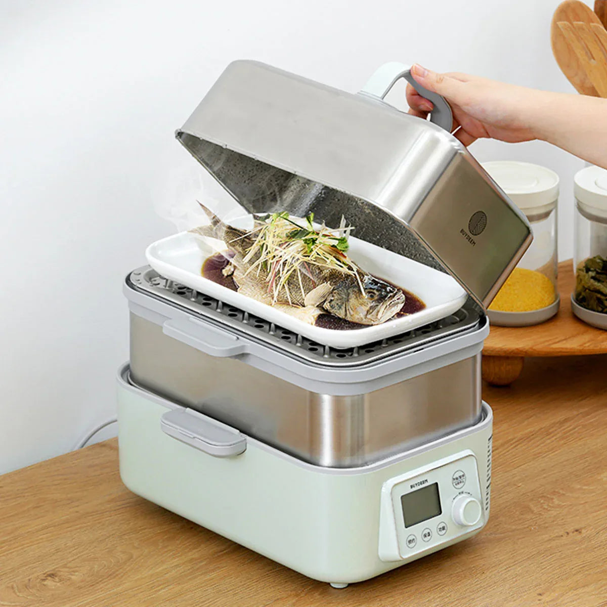 BUYDEEM Double Tier 10L Electric One Touch Digital Multifunctional Food Steamer - Mekamart Australia