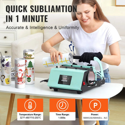 VEVOR Tumbler Heat Press Machine and Sublimation Tumblers, Tumbler Press Set with 8pcs 20OZ Blank Tumblers, Mug Press Cup Press for 11-30oz Tumblers Mug, with Heat Transfer Paper, Gloves, Tape - Mekamart Australia