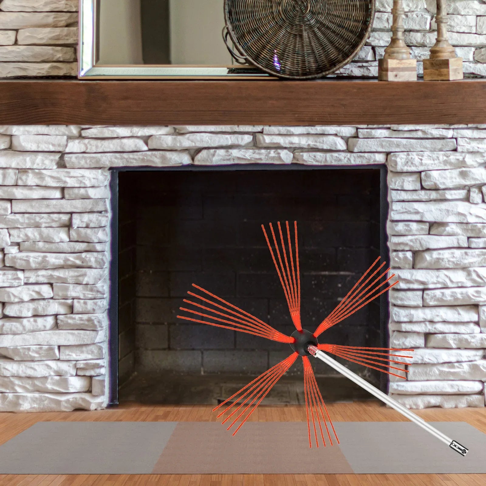 VEVOR Chimney Sweeping Brush Rotary Chimney Brush 315Inch Chimney Brush Rod Kit 8 Rods with Nylon Flexible Rods (8 Rods) - Mekamart Australia