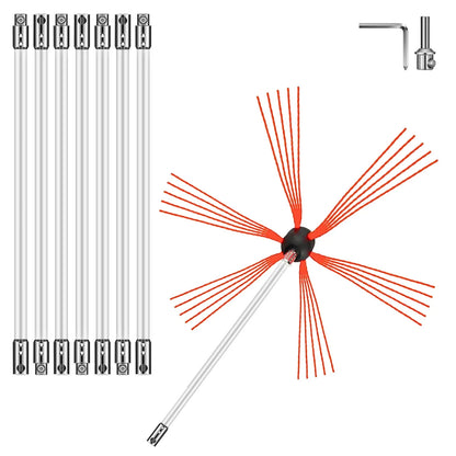 VEVOR Chimney Sweeping Brush Rotary Chimney Brush 315Inch Chimney Brush Rod Kit 8 Rods with Nylon Flexible Rods (8 Rods) - Mekamart Australia