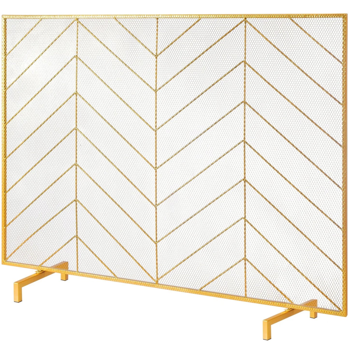 VEVOR 980x758MM Fireplace Screen 1-Panel Iron Mesh Spark Guard Modern Gold - Mekamart Australia