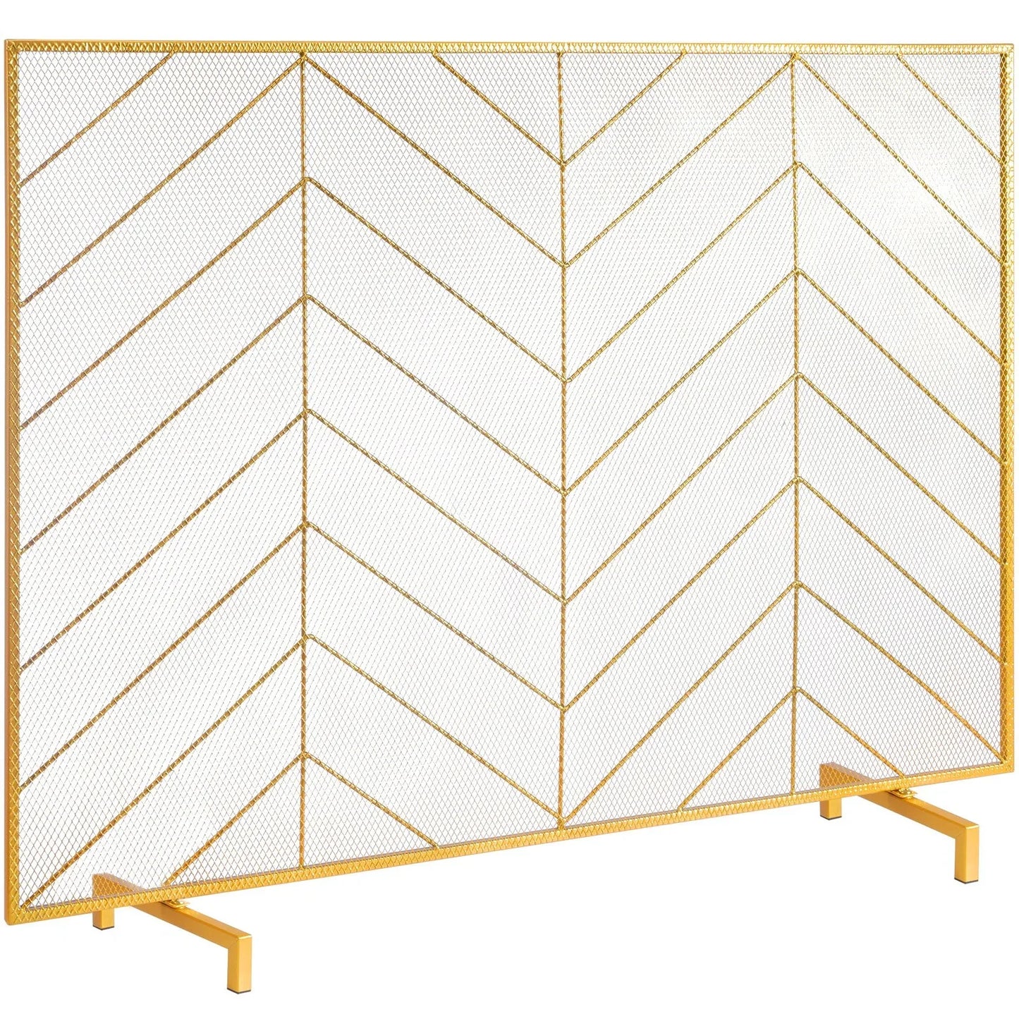 VEVOR 980x758MM Fireplace Screen 1-Panel Iron Mesh Spark Guard Modern Gold - Mekamart Australia