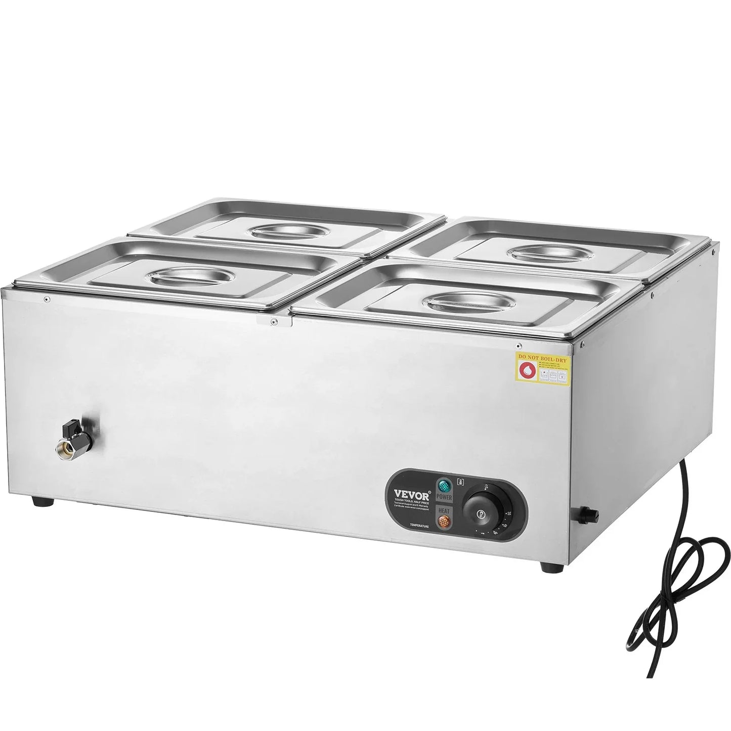 VEVOR Commercial Electric Food Warmer Countertop Buffet 4*12 Qt Pan Bain Marie - Mekamart Australia