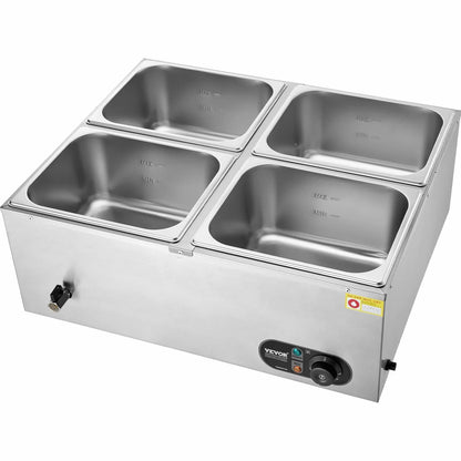 VEVOR Commercial Electric Food Warmer Countertop Buffet 4*12 Qt Pan Bain Marie - Mekamart Australia