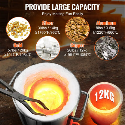 VEVOR 12KG Propane Smelting Furnace Kit Melting Furnace Double Burners 2700℉ - Mekamart Australia