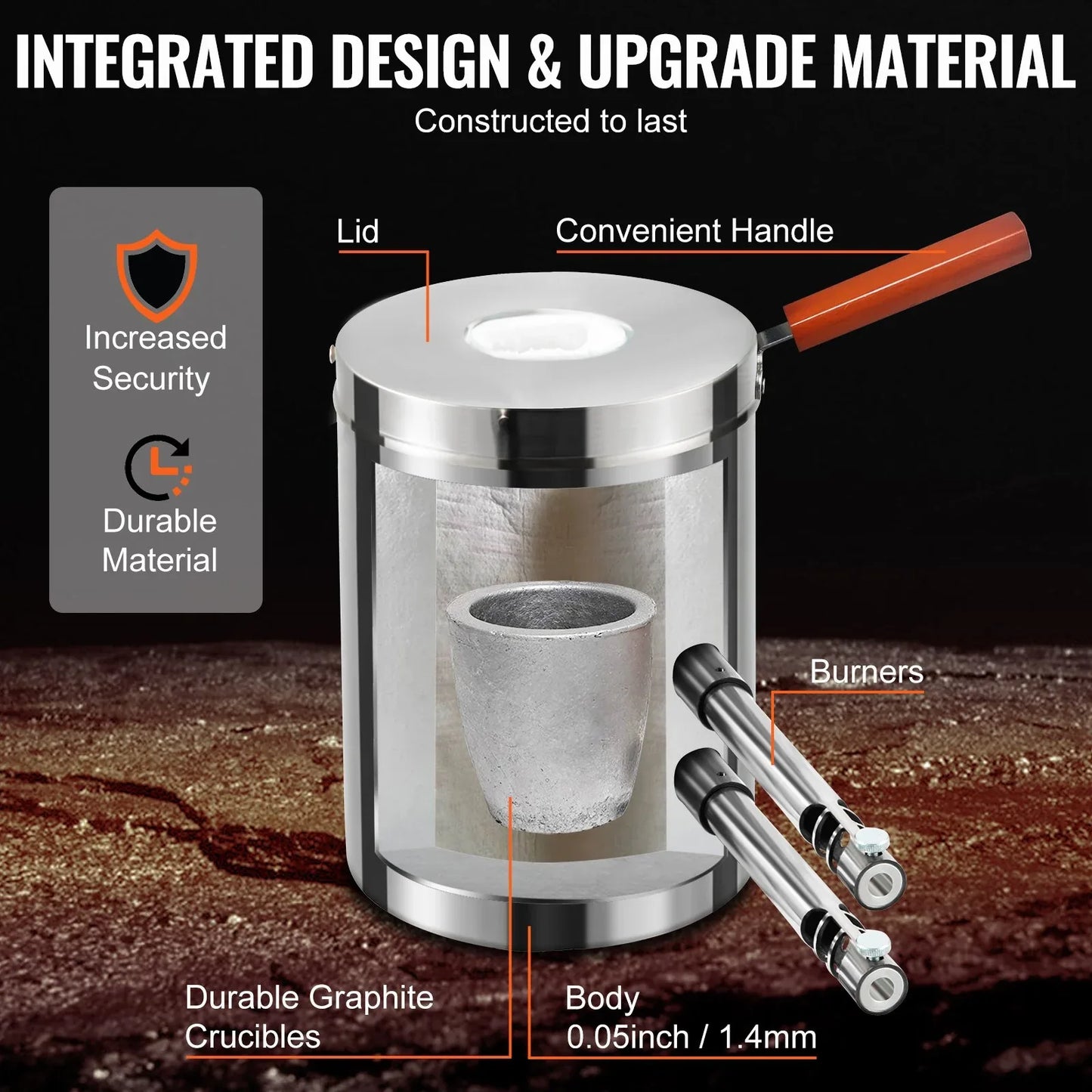 VEVOR 12KG Propane Smelting Furnace Kit Melting Furnace Double Burners 2700℉ - Mekamart Australia