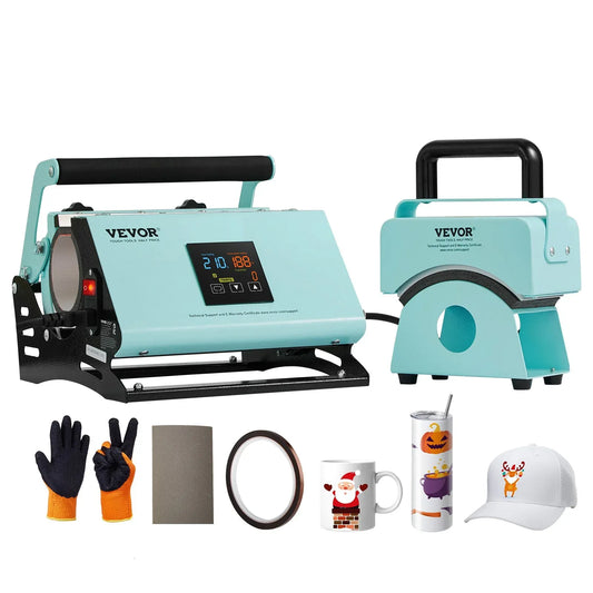VEVOR 2 in 1 Tumbler and Hat Heat Press Machine Heat Machine for Caps Hats Mugs - Mekamart Australia