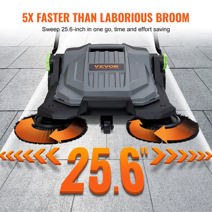 VEVOR Walk-behind Hand Push Floor Sweeper 25.6" Width 5 Gallon Waste Container - Mekamart Australia