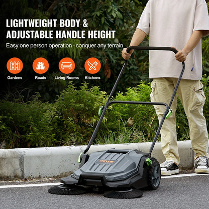VEVOR Walk-behind Hand Push Floor Sweeper 25.6" Width 5 Gallon Waste Container - Mekamart Australia