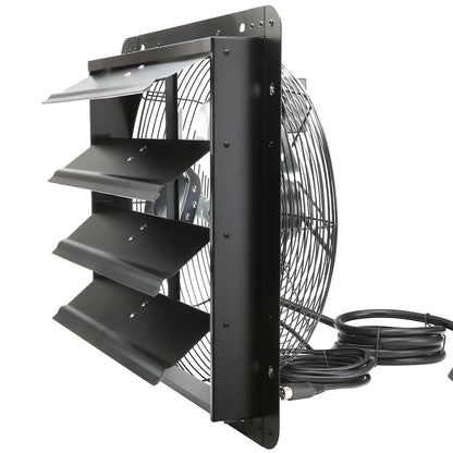 VEVOR Shutter Exhaust Fan, 406 mm /16inch with Temperature Humidity Controller, EC-motor, 1747 CFM, Variable Speed Adjustable Wall Mount Attic Fan, Ventilation and Cooling for Greenhouses, Garages, Sheds - Mekamart Australia