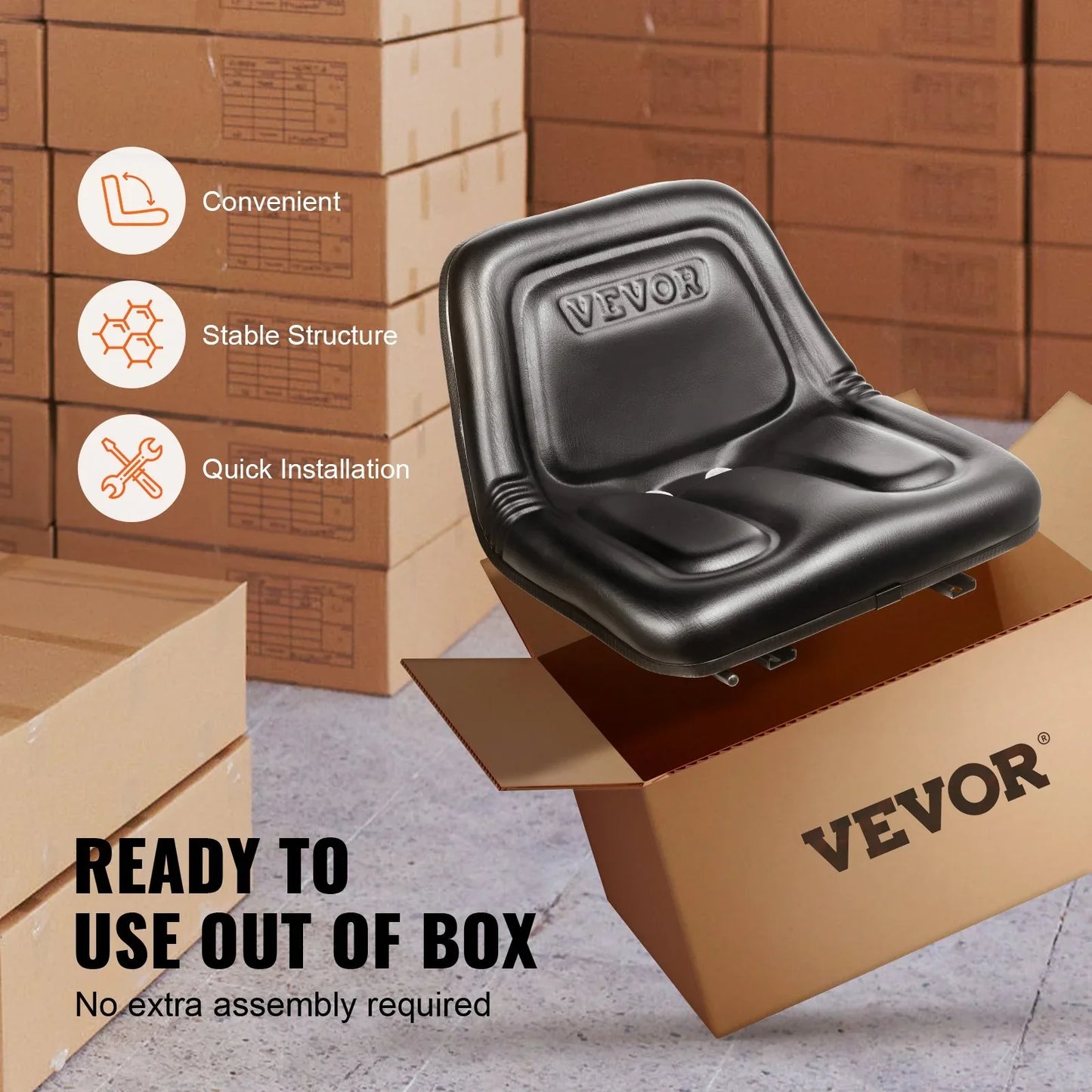 VEVOR Universal Tracor Seat, Lawn Mower Seat with Micro Switch and Drainage Holes, 16-34 cm Extended Slot Tractor Seat for Tractor Loader Excavator - Mekamart Australia