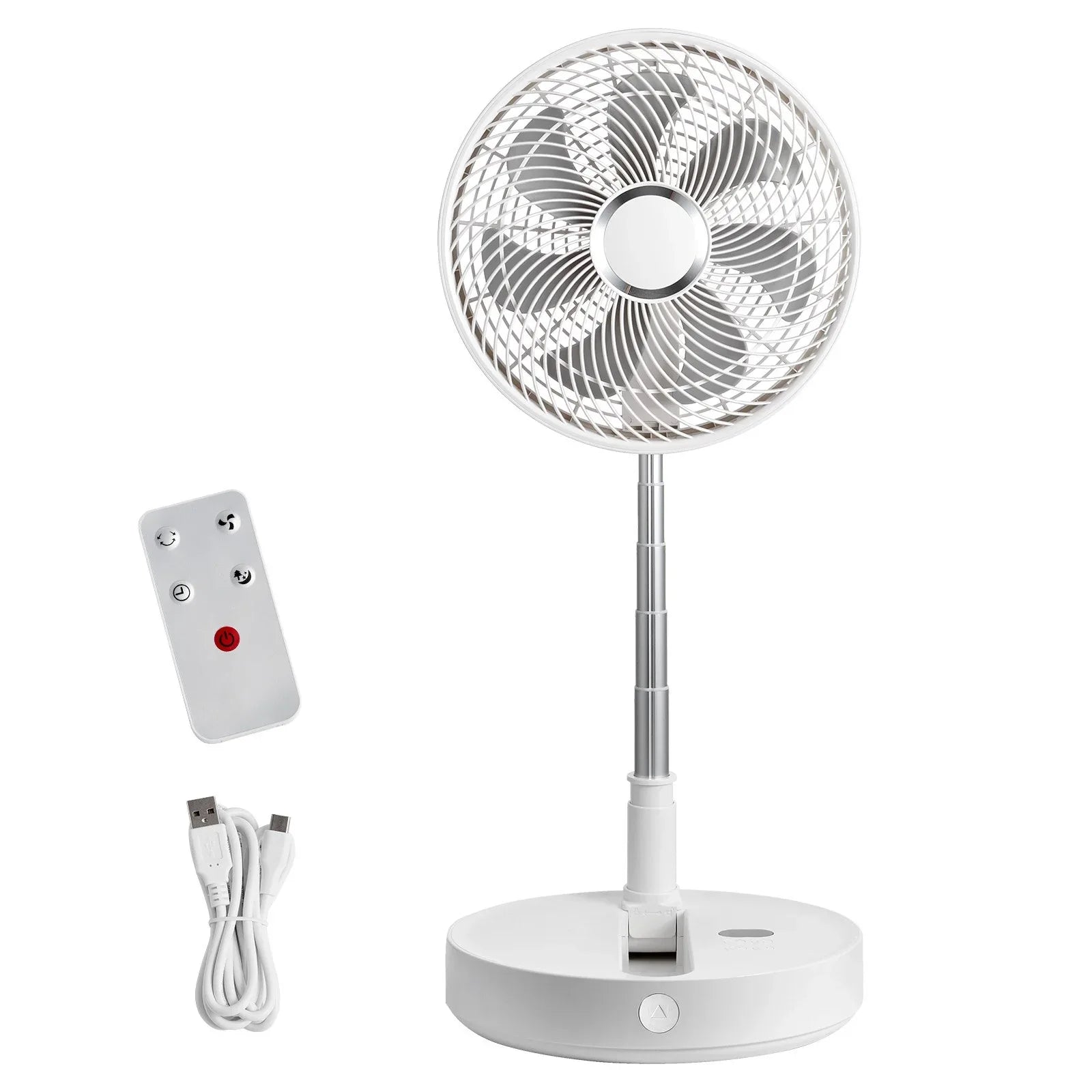 VEVOR 12 Inch Foldable Oscillating Standing Fan with Remote Control, 4 Speed Adjustable Portable Desk Quiet Fan, 7200mah Rechargeable USB Small Fan, Folded Rotating Floor Fan for Bedroom Office Travel - Mekamart Australia