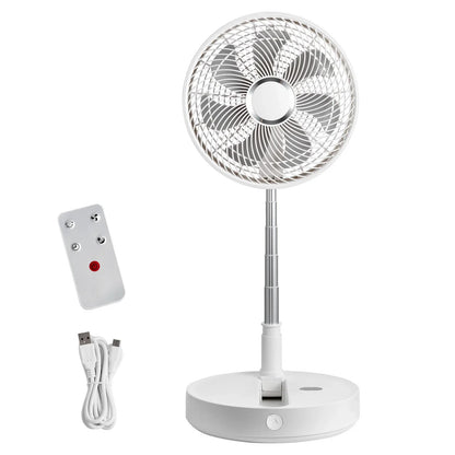VEVOR 12 Inch Foldable Oscillating Standing Fan with Remote Control, 4 Speed Adjustable Portable Desk Quiet Fan, 7200mah Rechargeable USB Small Fan, Folded Rotating Floor Fan for Bedroom Office Travel - Mekamart Australia