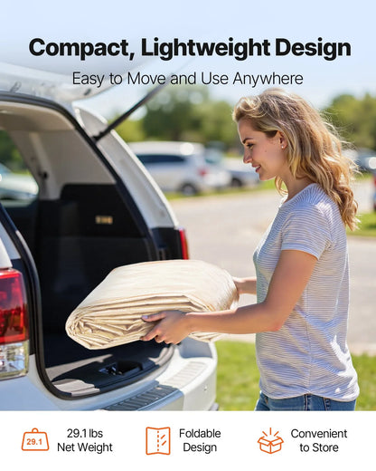 VEVOR Carport Replacement Canopy, 6 x 3 m Potable Garage Tent Top Tarp with Sidewalls, UV-Resistant & Waterproof, Heavy Duty Car Shelter Tarp with Ball Buggees, Beige, Frame Not Included - Mekamart Australia