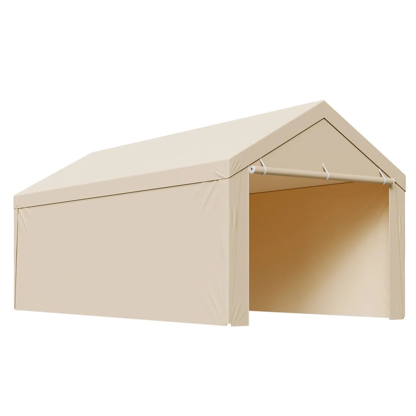 VEVOR Carport Replacement Canopy, 6 x 3 m Potable Garage Tent Top Tarp with Sidewalls, UV-Resistant & Waterproof, Heavy Duty Car Shelter Tarp with Ball Buggees, Beige, Frame Not Included - Mekamart Australia