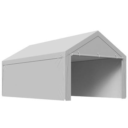 VEVOR Carport Replacement Canopy, 6x 3.6 m Potable Garage Tent Top Tarp with Sidewalls, UV-Resistant & Waterproof, Heavy Duty Car Shelter Tarp with Ball Buggees, Grey, Frame Not Included - Mekamart Australia