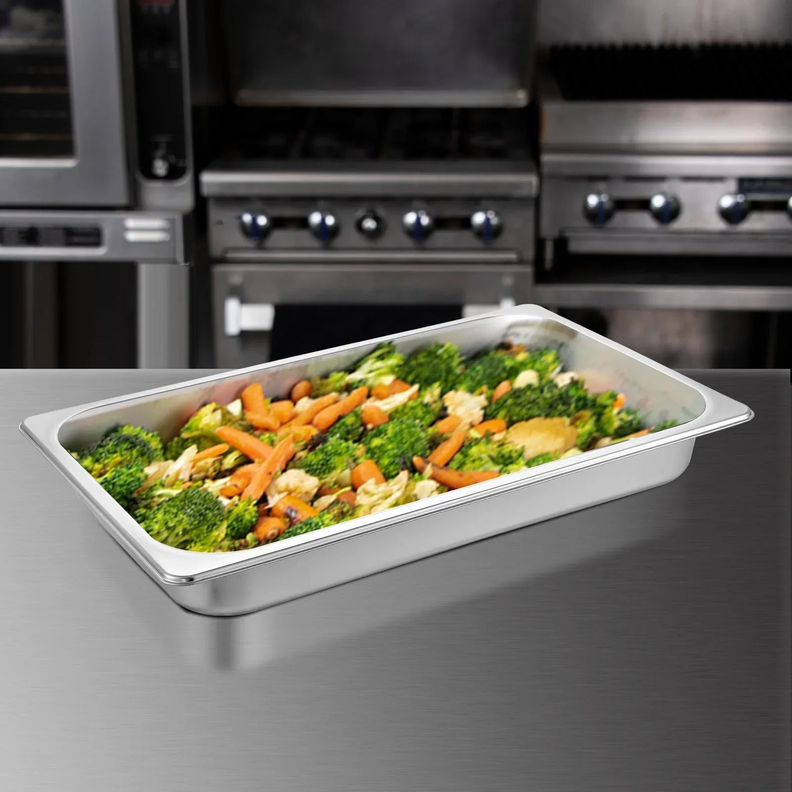 VEVOR Hotel Pans Full Size 2.5 Inch Deep, Steam Table Pan 6 Pack , 22 Gauge/0.8mm Thick Stainless Steel Hotel Pan Anti Jam Steam Table Pan - Mekamart Australia