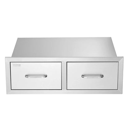 VEVOR Outdoor Kitchen Drawers 30" W x 10" H x 20" D, Horizontal Double BBQ Access Drawers Stainless Steel with Handle, BBQ Island Drawers for Outdoor Kitchens or Patio Grill Station - Mekamart Australia