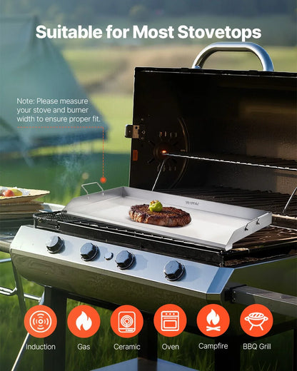 VEVOR 36x22 in Flat Top Griddle Stainless Steel Universal BBQ Grill Pan Cookware - Mekamart Australia