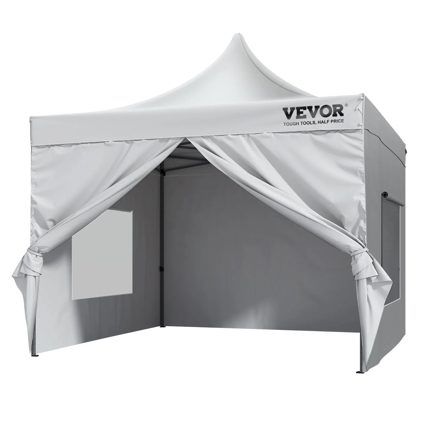 VEVOR Pop Up Canopy Tent Outdoor Gazebo Tent 10x10FT with Sidewalls & Bag White - Mekamart Australia