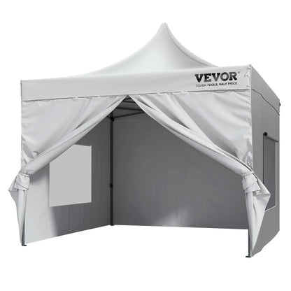 VEVOR Pop Up Canopy Tent Outdoor Gazebo Tent 10x10FT with Sidewalls & Bag White - Mekamart Australia