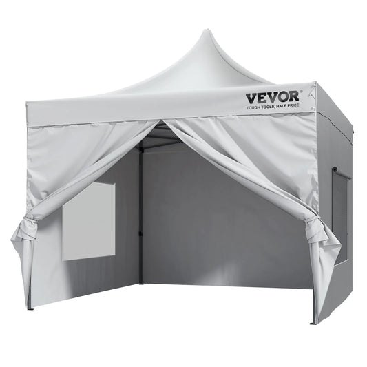 VEVOR Pop Up Canopy Tent Outdoor Gazebo Tent 10x10FT with Sidewalls & Bag White - Mekamart Australia