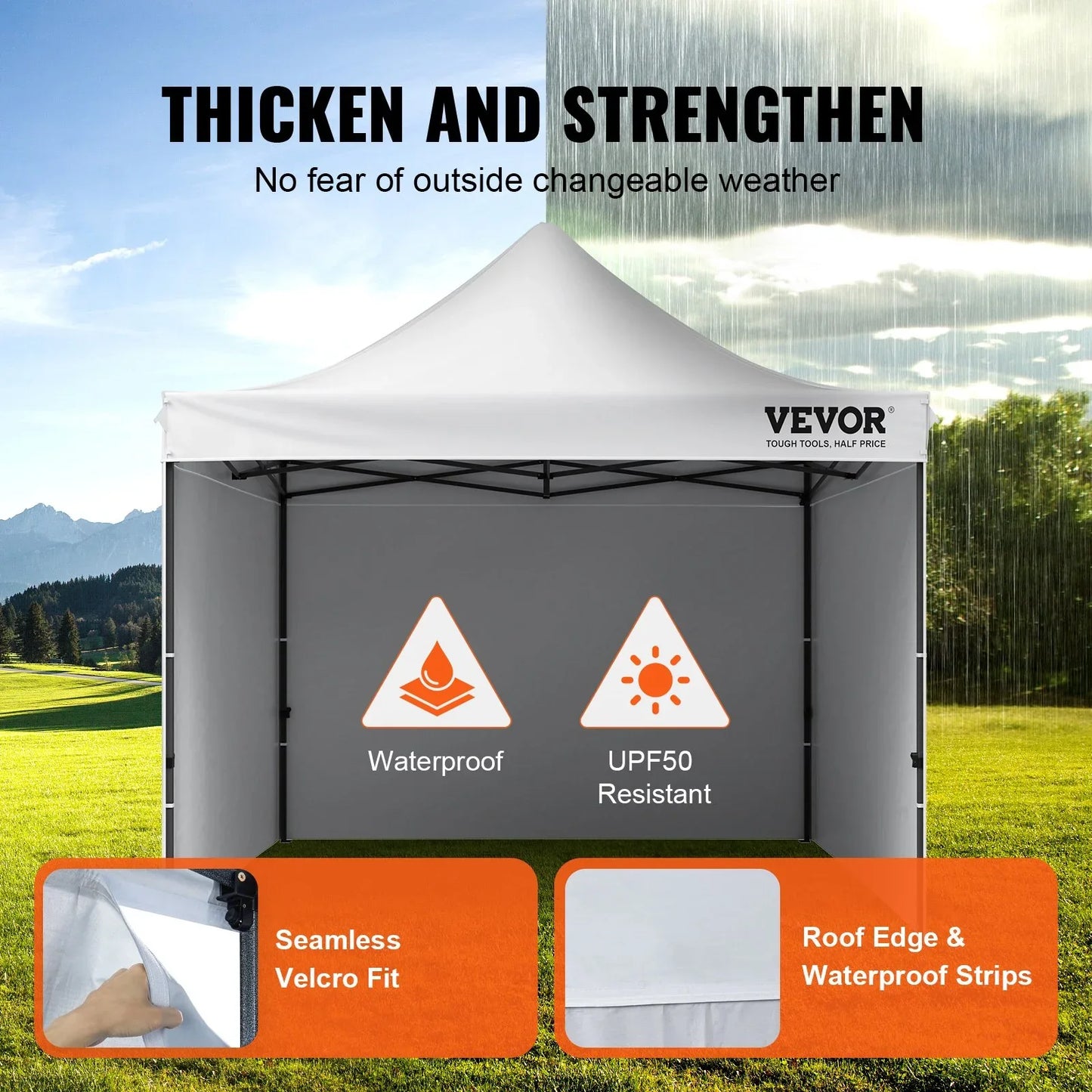 VEVOR Pop Up Canopy Tent Outdoor Gazebo Tent 10x10FT with Sidewalls & Bag White - Mekamart Australia