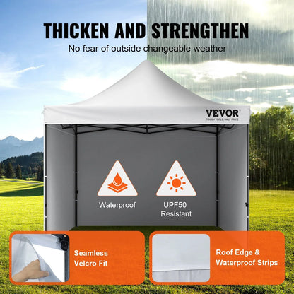 VEVOR Pop Up Canopy Tent Outdoor Gazebo Tent 10x10FT with Sidewalls & Bag White - Mekamart Australia
