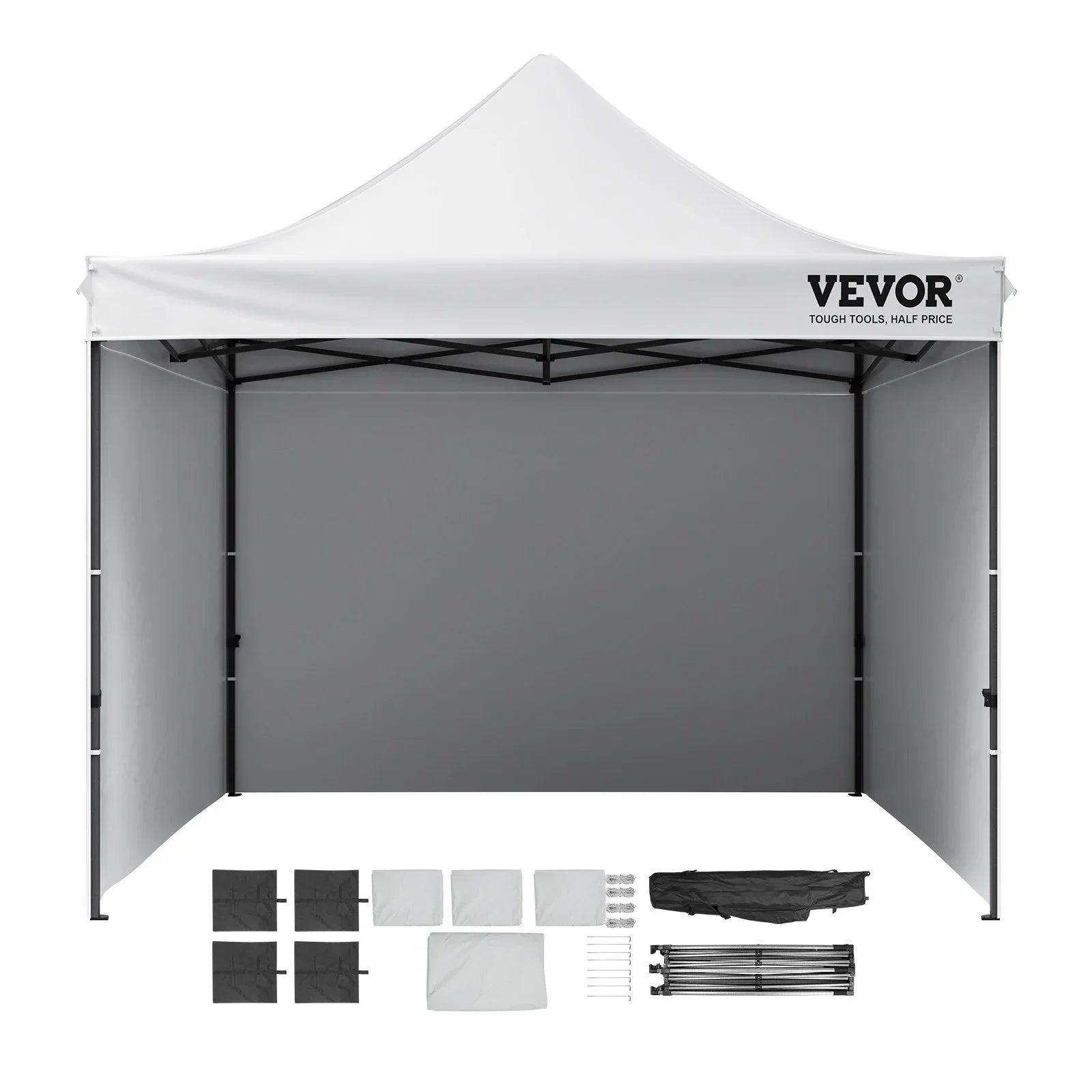 VEVOR Pop Up Canopy Tent Outdoor Gazebo Tent 10x10FT with Sidewalls & Bag White - Mekamart Australia