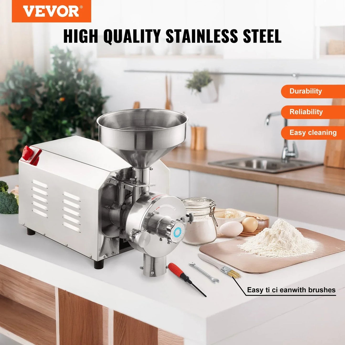 VEVOR Grain Grind Mill Grain Grinding Machine 2200W Food Processing Machinery - Mekamart Australia