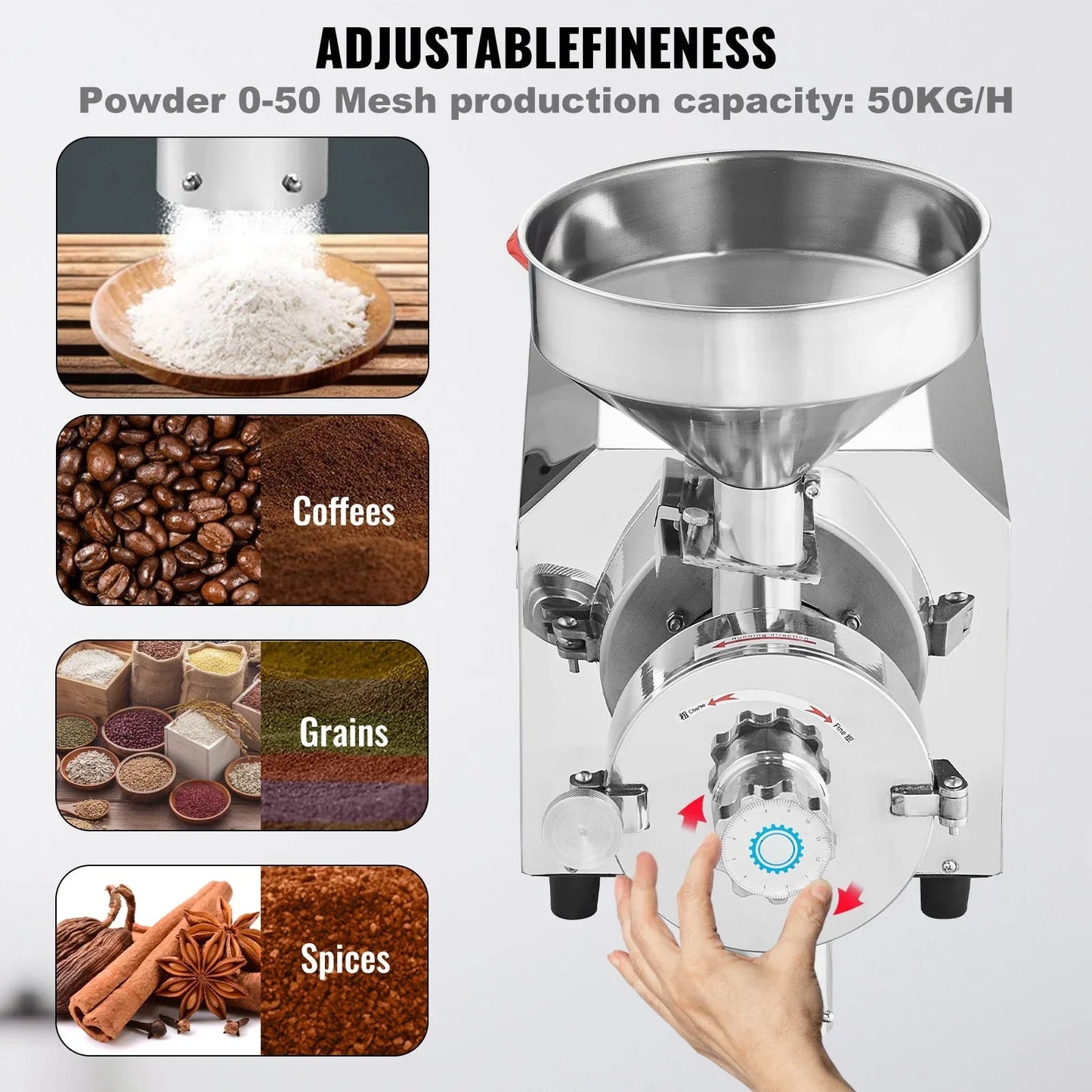VEVOR Grain Grind Mill Grain Grinding Machine 2200W Food Processing Machinery - Mekamart Australia