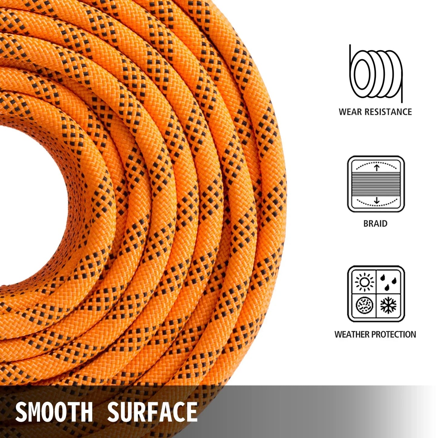 VEVOR 1.43cm Double Braid Polyester Rope 6096cm Nylon Pulling Rope 498.95kg High Force Polyester Load Sailing Rope(1.43cm-6096cm) - Mekamart Australia