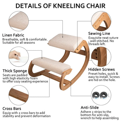 VEVOR Ergonomic Kneeling Chair Heavy Duty Better Posture Kneeling Stool Office Chair Home for Body Shaping Relieveing Stress Meditation Desk Computer Kneeling Stool Chair - Mekamart Australia