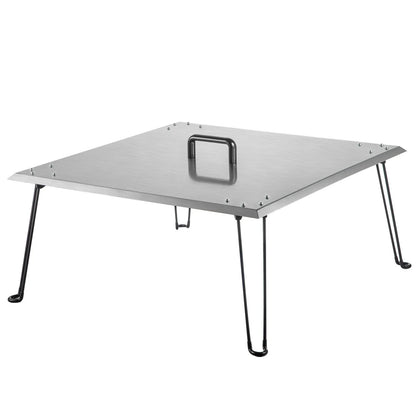 VEVOR Fire Pit Heat Deflector Fire Pit Pan Cover Stainless Steel Foldable Legs - Mekamart Australia