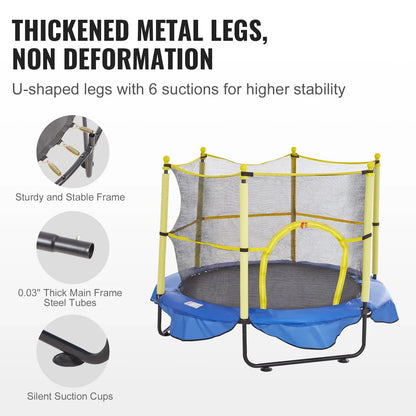 VEVOR 5FT Trampoline for Kids, 60" Indoor Outdoor Trampoline with Safety Enclosure Net, Basketball Hoop and Ocean Balls, Mini Toddler Recreational Trampoline Birthday Gifts for 3+ Years Kids - Mekamart Australia