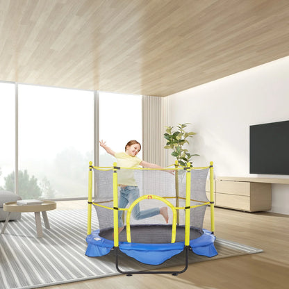 VEVOR 5FT Trampoline for Kids, 60" Indoor Outdoor Trampoline with Safety Enclosure Net, Basketball Hoop and Ocean Balls, Mini Toddler Recreational Trampoline Birthday Gifts for 3+ Years Kids - Mekamart Australia