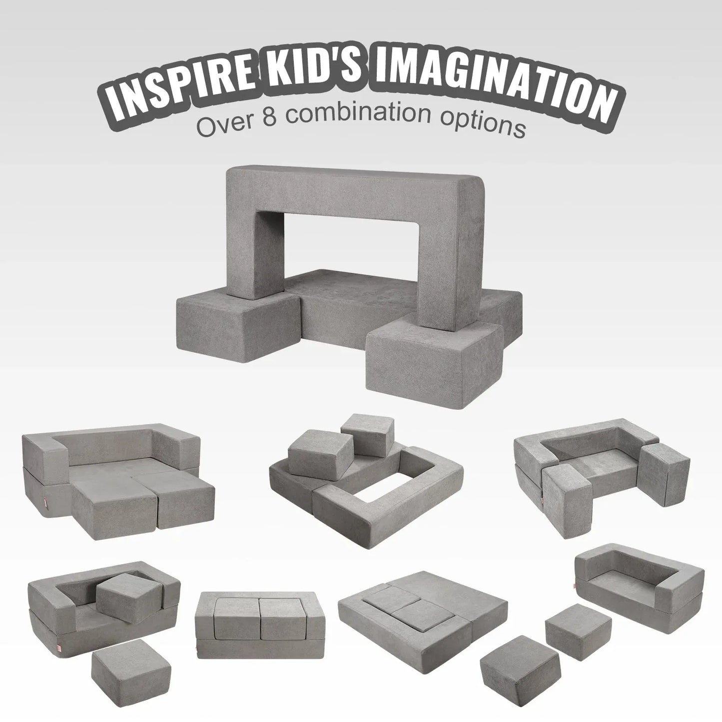 VEVOR Modular Kids Play Couch 4Pcs DIY Creative Child Sectional Sofa Dark Grey - Mekamart Australia