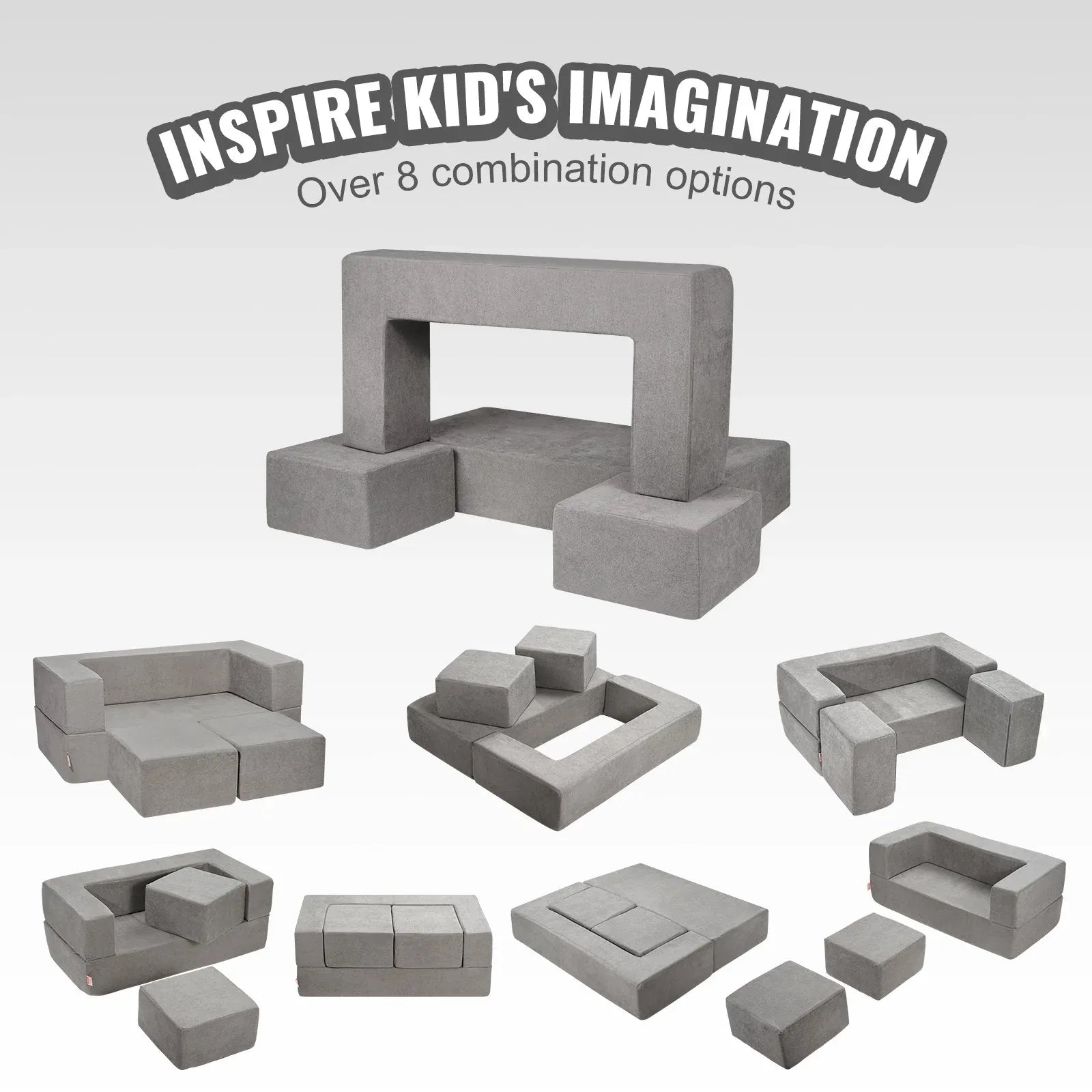VEVOR Modular Kids Play Couch 4Pcs DIY Creative Child Sectional Sofa Dark Grey - Mekamart Australia
