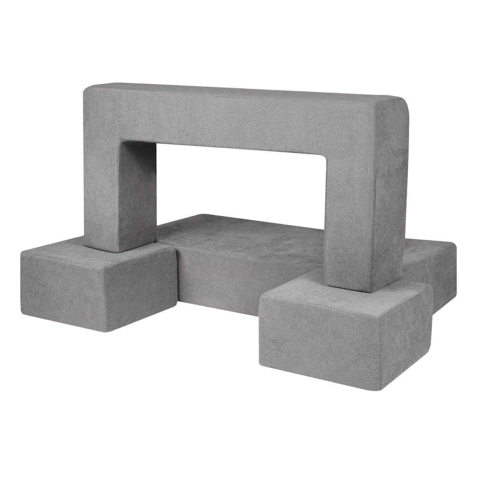 VEVOR Modular Kids Play Couch 4Pcs DIY Creative Child Sectional Sofa Dark Grey - Mekamart Australia